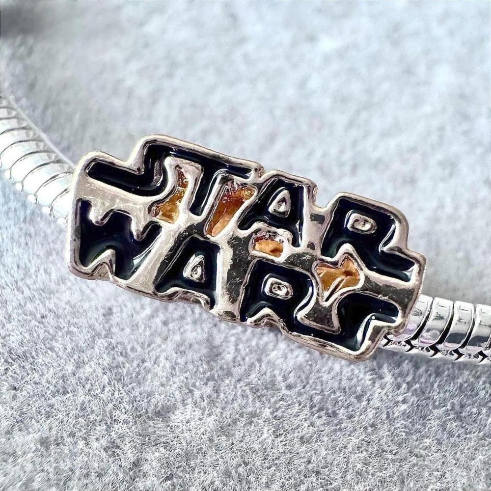 Pandora Star Wars Logo Charm Women OS Gold Excellent fits PANDORA